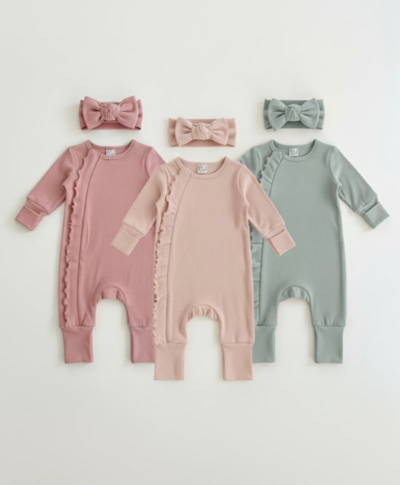 Chargez l'image dans la visionneuse de la galerie, Combinaison bébé fille avec bandeau en coton doux – Kali
