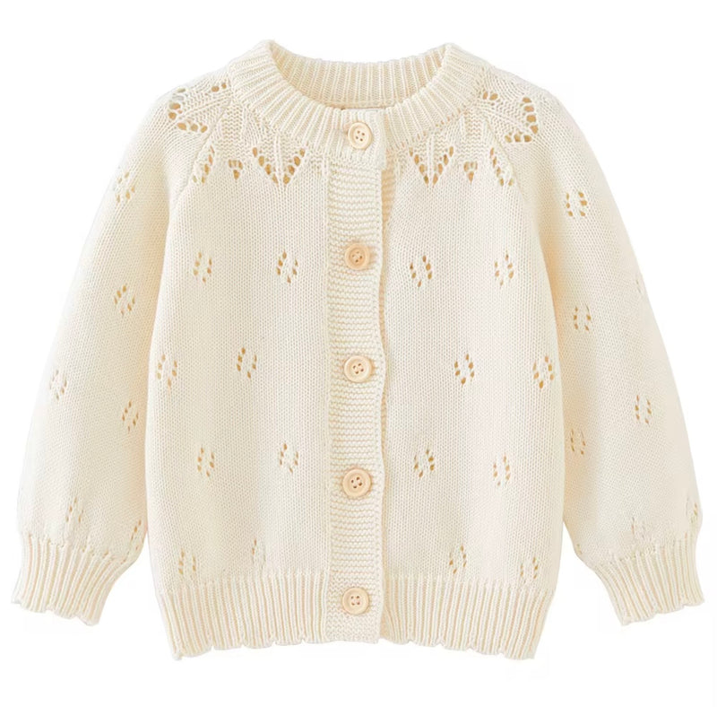 Load image into Gallery viewer, Girls' ivory &amp; pink gingham cardigan
