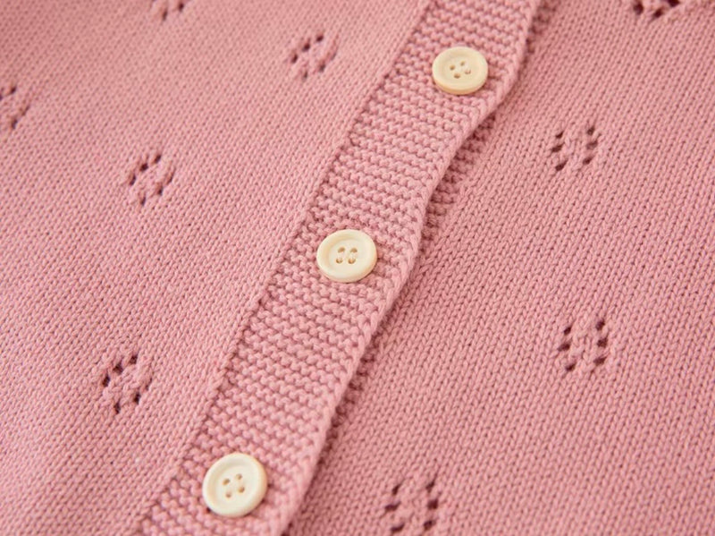 Load image into Gallery viewer, Girls' ivory &amp; pink gingham cardigan
