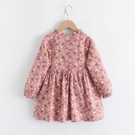 Two-tone floral autumn dresses for girls – soft cotton Kali -