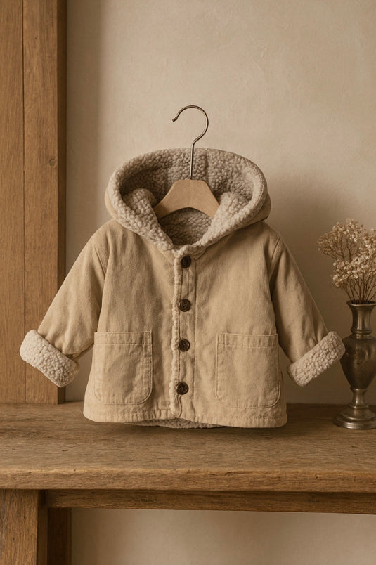 Manteau pour garçons style laine d’agneau chaud et doux