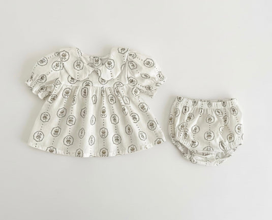 Baby girls' summer floral dot romper
