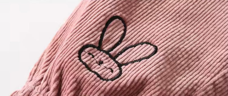 Chargez l'image dans la visionneuse de la galerie, Pantalons pour filles en velours côtelé motif lapin – Kali
