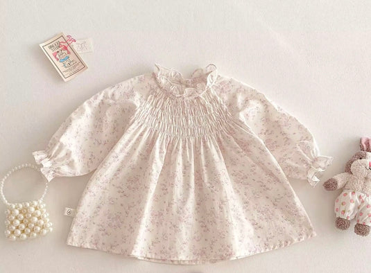 Girls' Pink 100% Cotton Long-Sleeved Dress – Kali