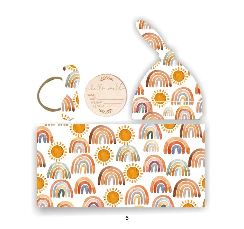 Chargez l'image dans la visionneuse de la galerie, Ensemble cocon naissance bébé en coton – couverture, bonnet et bandeau
