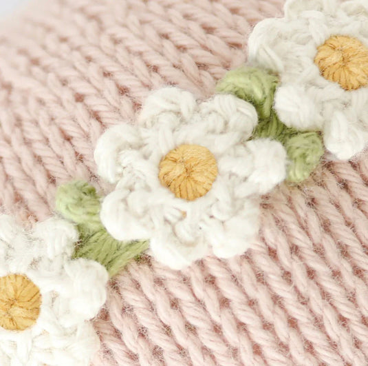Peluche - Bébé lapin rose avec couronne de fleurs - Cuddle + Kind - Boutique Kaki Lilas