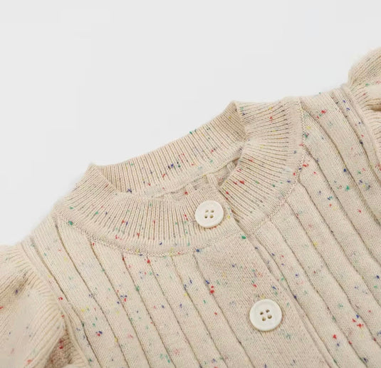 Barboteuse bébé fille en coton à manches longues motif moucheté