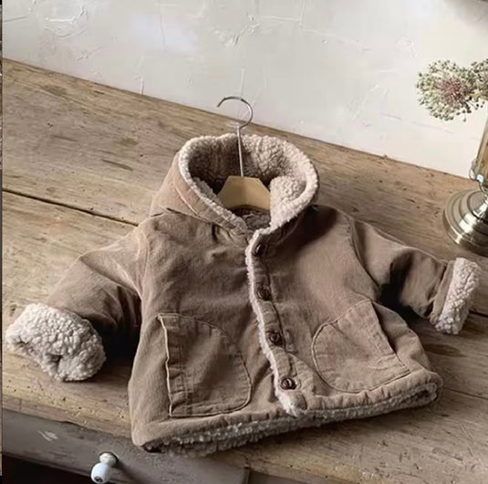 Manteau pour garçons style laine d’agneau chaud et doux