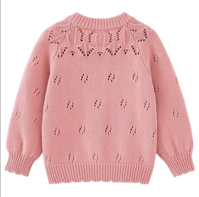 Load image into Gallery viewer, Girls' ivory &amp; pink gingham cardigan
