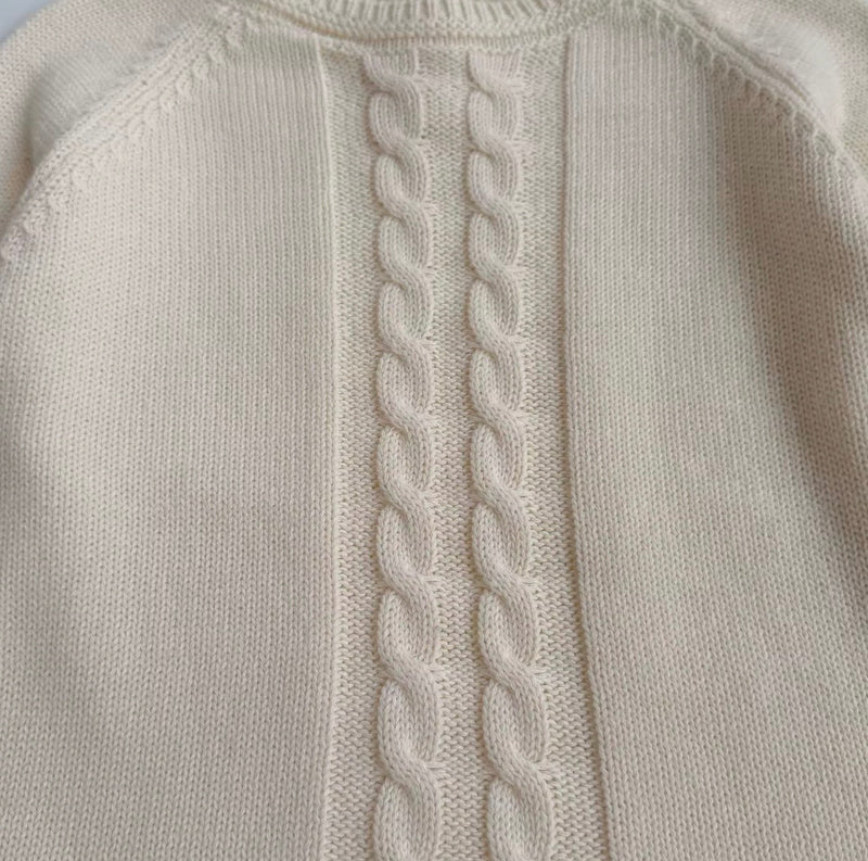 Load image into Gallery viewer, Girls' knitted ivory cable-knit sweater – Fall-Winter
