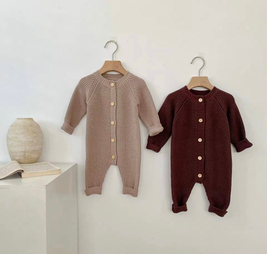 Combinaison bébé beige marron coton doux – Kali