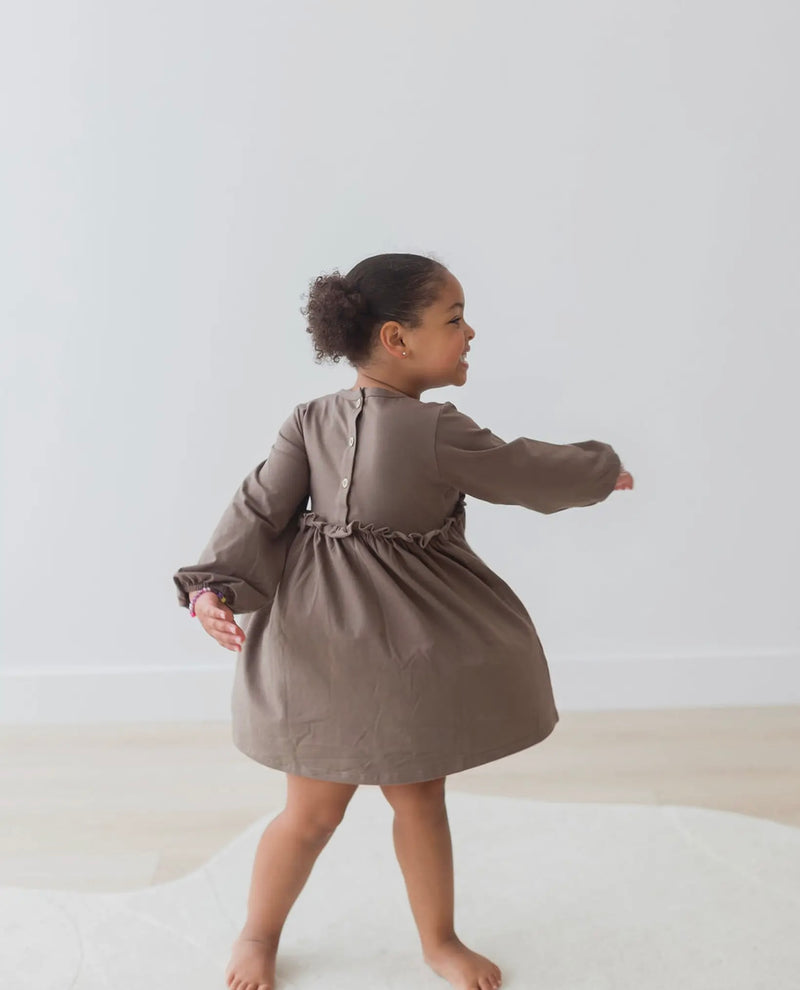 Load image into Gallery viewer, Robe en jersey à manches longues Walnut coton bio - Boutique Kaki Lilas
