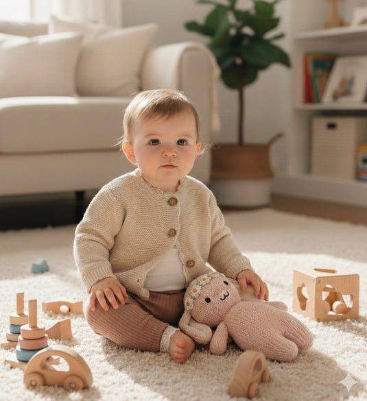 Cardigan bébé fille coton beige doux – Kali