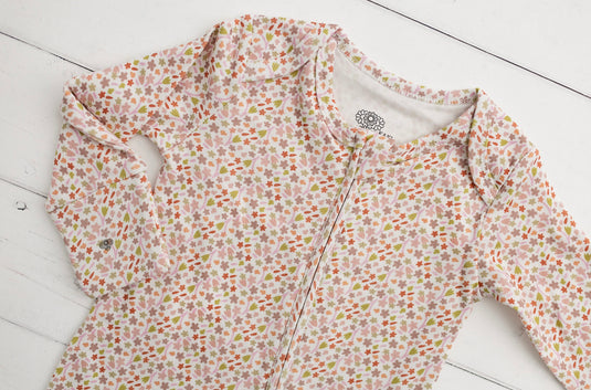 Barboteuse bébé fille en coton bio motif floral rose et lime – Kaki Lilas