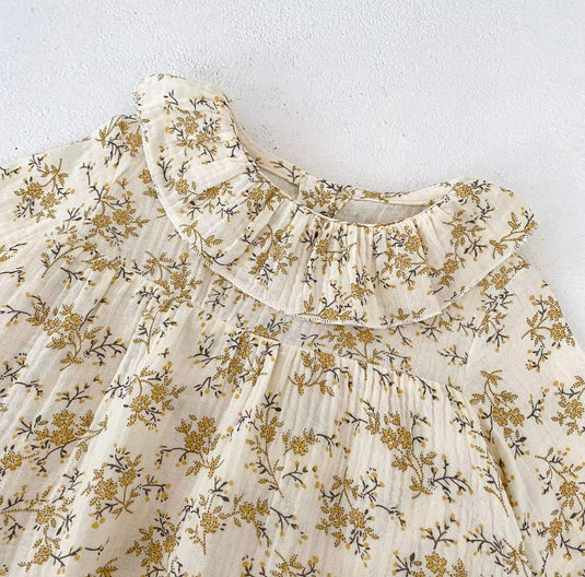 Soft cotton baby girl romper with yellow flowers