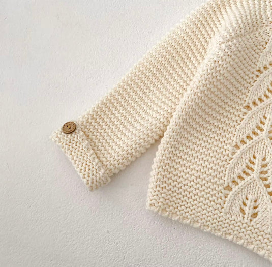 Cardigan bébé fille doux 100% coton – Ivoire Blush - Dernière pièce disponible