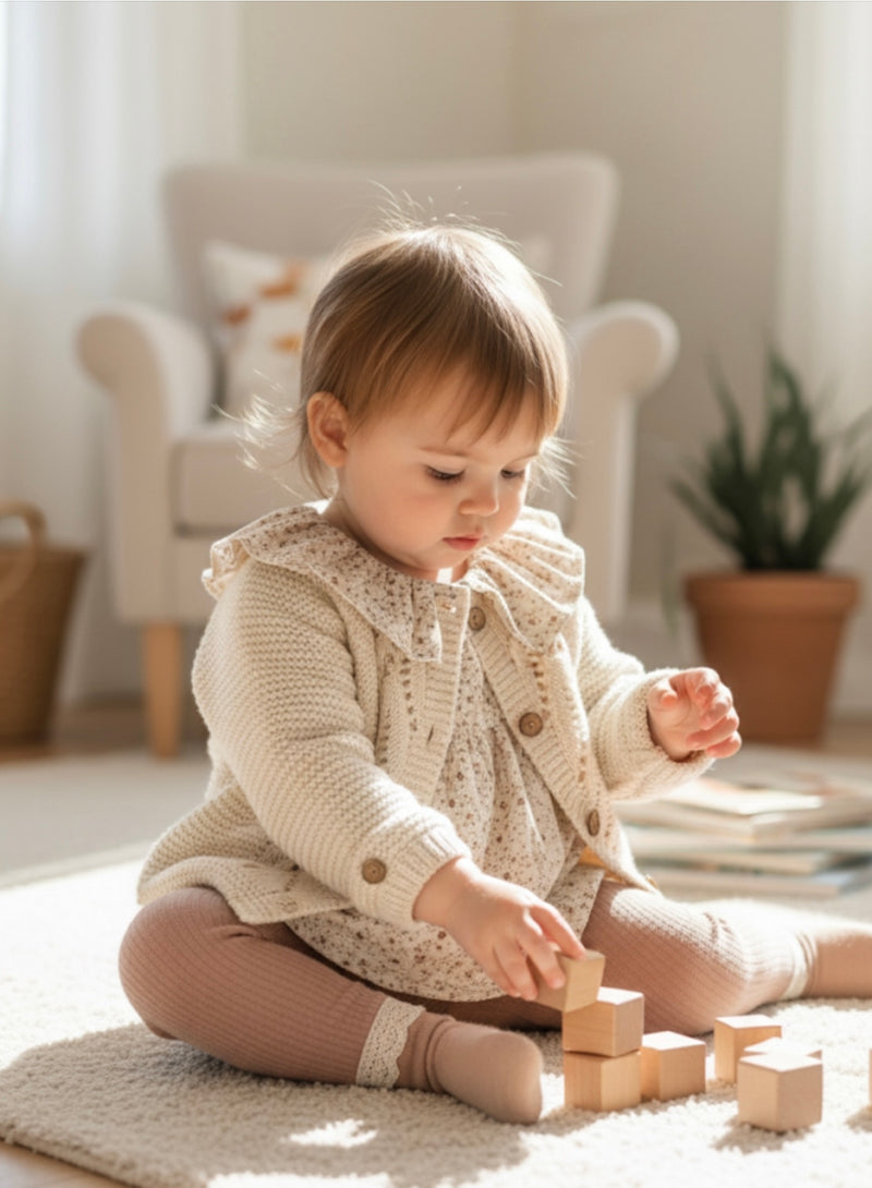 Chargez l'image dans la visionneuse de la galerie, Leggings bébé &amp; enfant coton doux dentelle – Kaki Lilas

