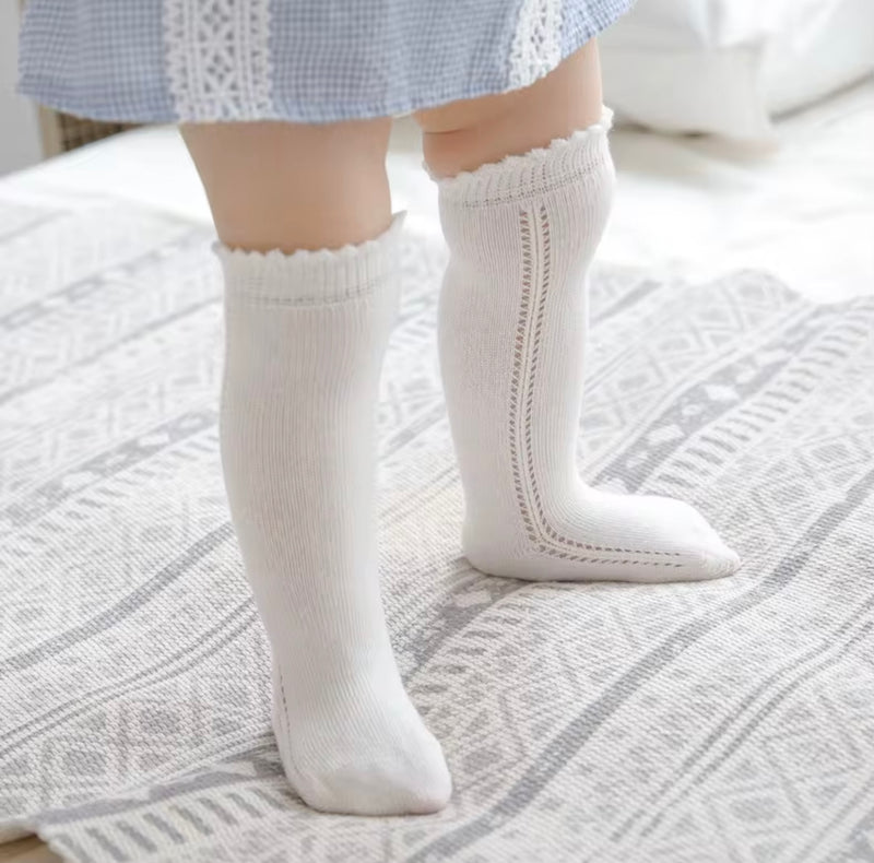 Chargez l'image dans la visionneuse de la galerie, Chaussettes hautes bébé fille coton doux – automne – Kali - Boutique Kaki Lilas
