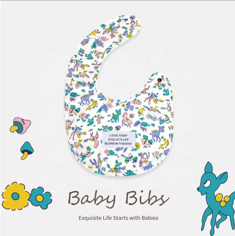 Chargez l'image dans la visionneuse de la galerie, Bavoir bébé en coton motif fleuri – Kali - Boutique Kaki Lilas

