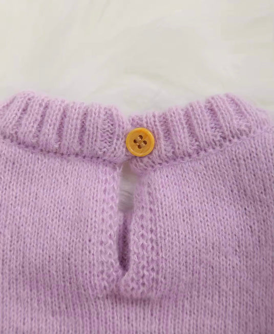 Combinaison bébé fille en tricot doux lilas brodée