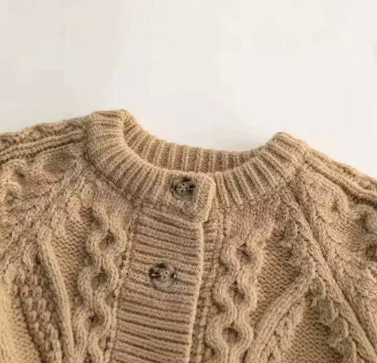 Cardigan filles automne-hiver tricot café et marron – Kali