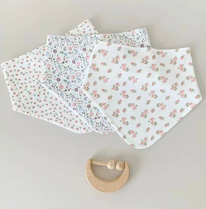 Chargez l'image dans la visionneuse de la galerie, Ensemble de 3 bavoirs bandana bébé en coton – Kali - Boutique Kaki Lilas

