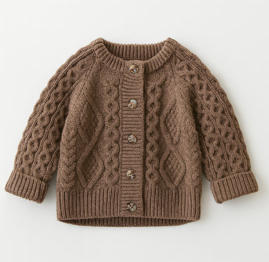 Cardigan filles automne-hiver tricot café et marron – Kali