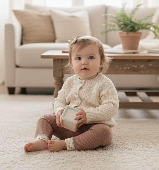 Cardigan bébé fille en tricot doux hiver ivoire - Kali
