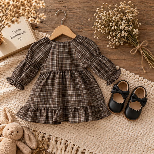 Adeline Baby Girl Plaid Dress – Autumn-Winter