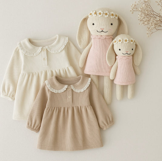 Robe pour filles velours côtelé deux tons – Kali