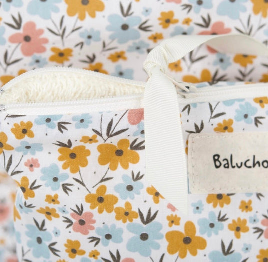 Medium handmade cosmetic bag with orange flowers