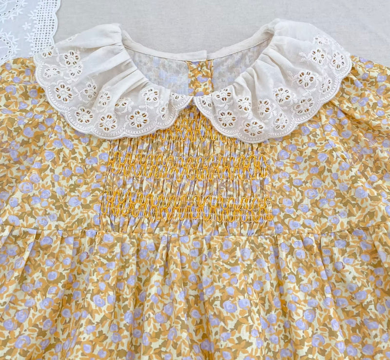 Chargez l'image dans la visionneuse de la galerie, Robe Marguerite florale à col Peter Pan pour bébé et fille – Automne
