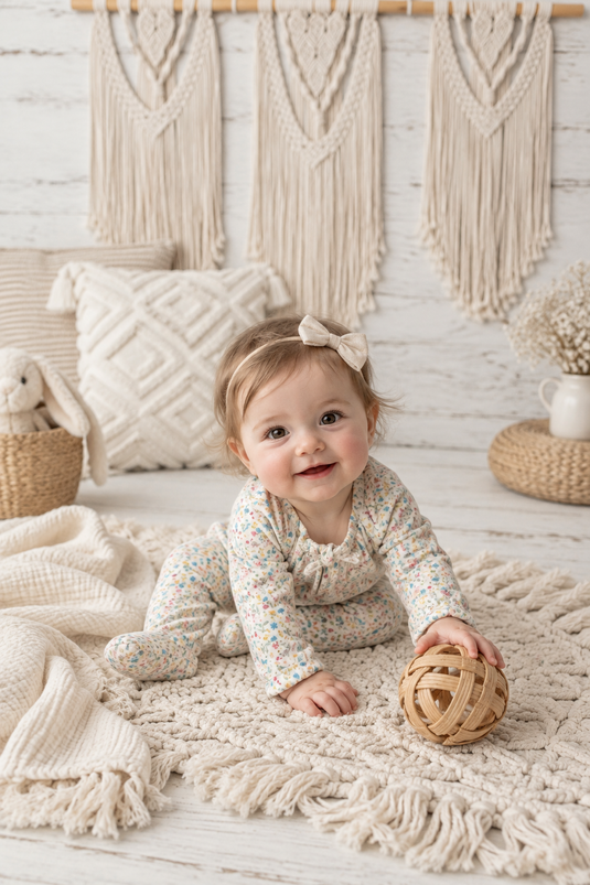 Barboteuse bébé fille coton bio motif petites fleurs – Kaki Lilas