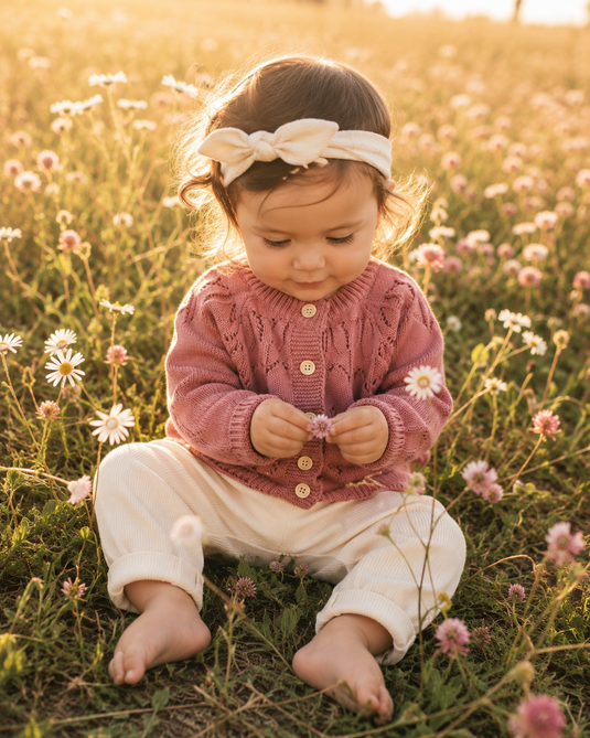 Cardigan bébé fille en tricot doux été et respirant ivoire – Kali
