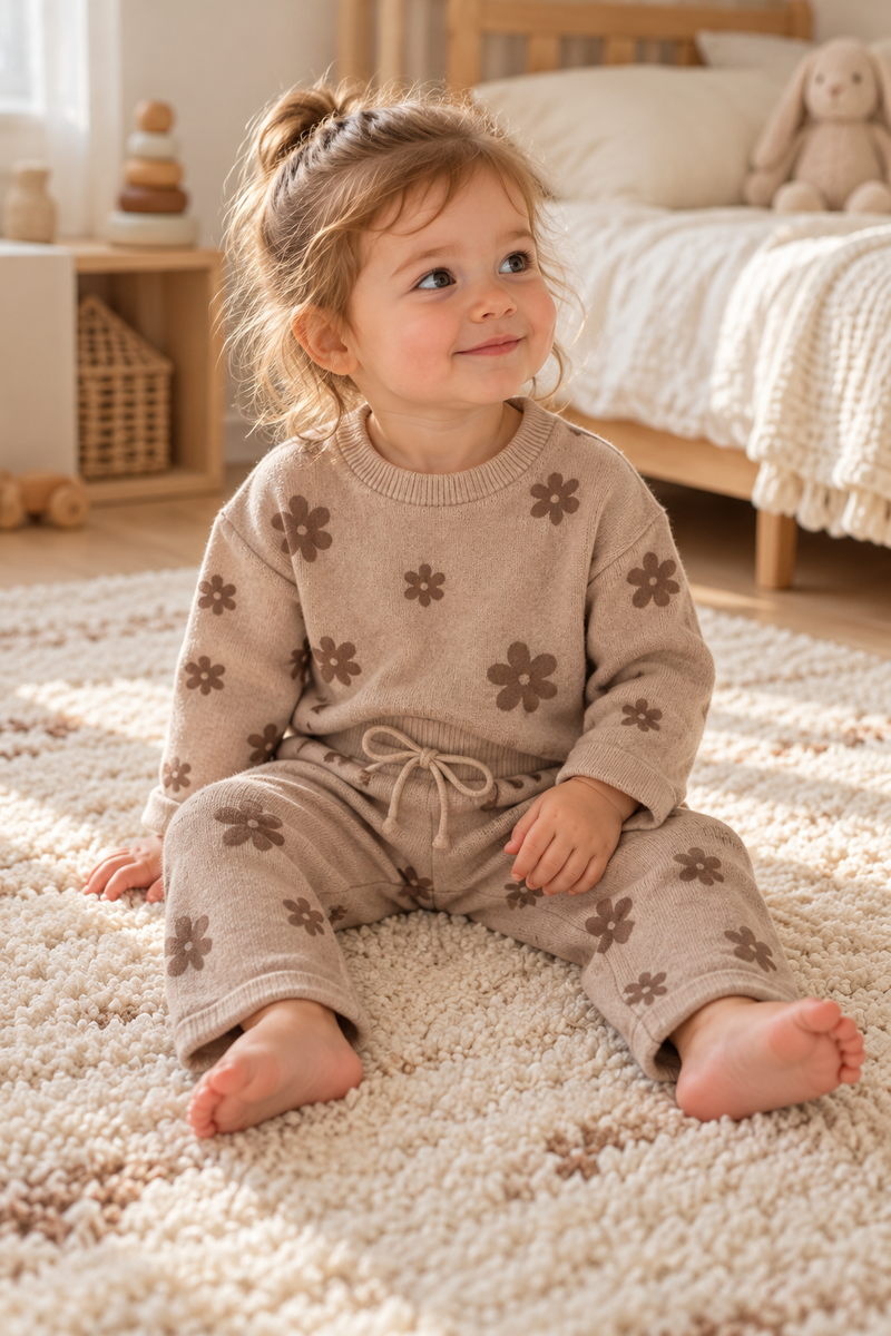 Load image into Gallery viewer, Ensemble fille en coton à motifs fleuris – Kali 🤍 - Pré-commandé
