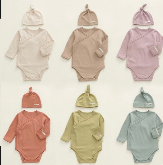 Organic cotton baby grow with hat