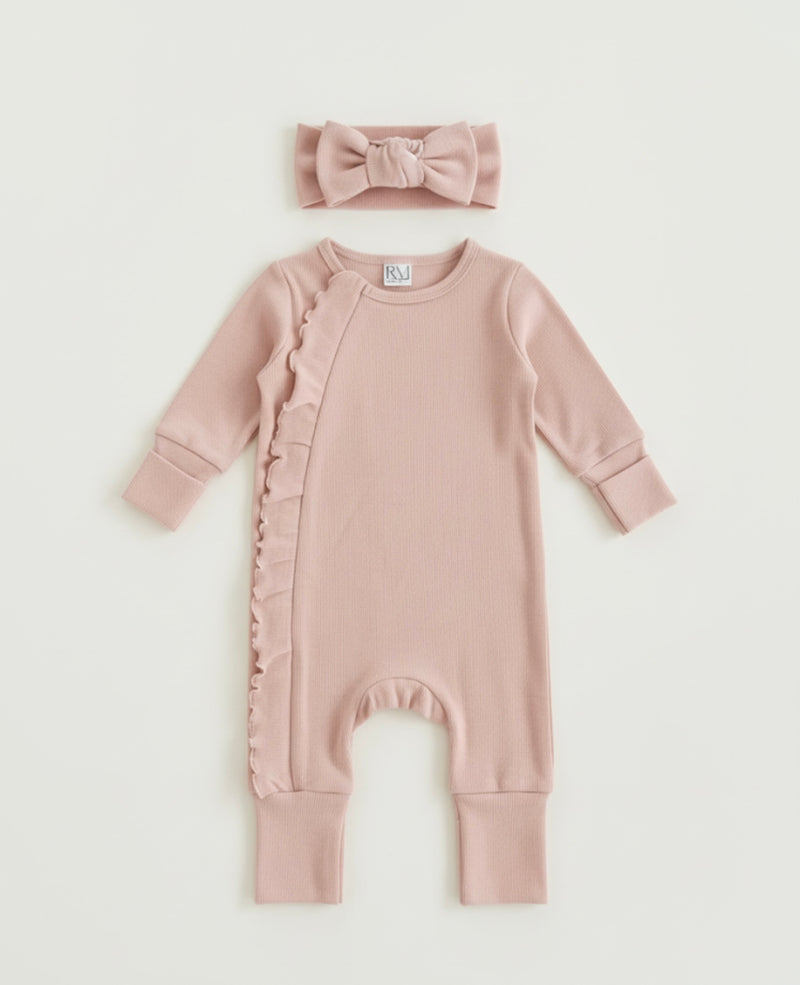 Chargez l'image dans la visionneuse de la galerie, Combinaison bébé fille avec bandeau en coton doux – Kali
