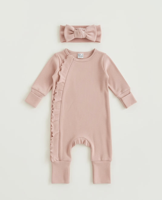Combinaison bébé fille avec bandeau en coton doux – Kali