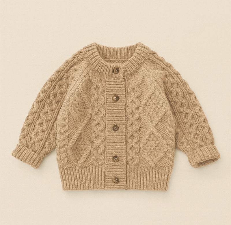 Chargez l'image dans la visionneuse de la galerie, Cardigan filles automne-hiver tricot café et marron – Kali

