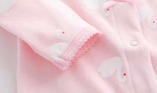Combinaison bébé en coton à cygnes – Rose 🌸 - Pré-commande