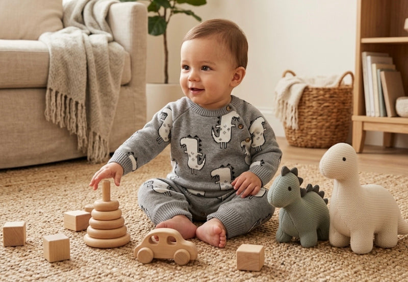 Chargez l'image dans la visionneuse de la galerie, Combinaison bébé garçon en tricot de coton doux – Kali
