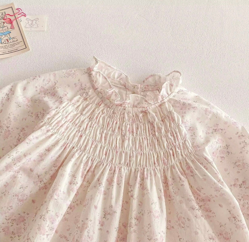 Chargez l'image dans la visionneuse de la galerie, Robe pour filles rose 100% coton fille manches longues – Kali
