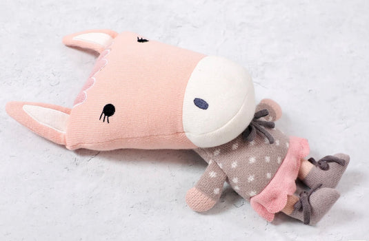 Peluche faite mains en coton bio Jordan le cheval