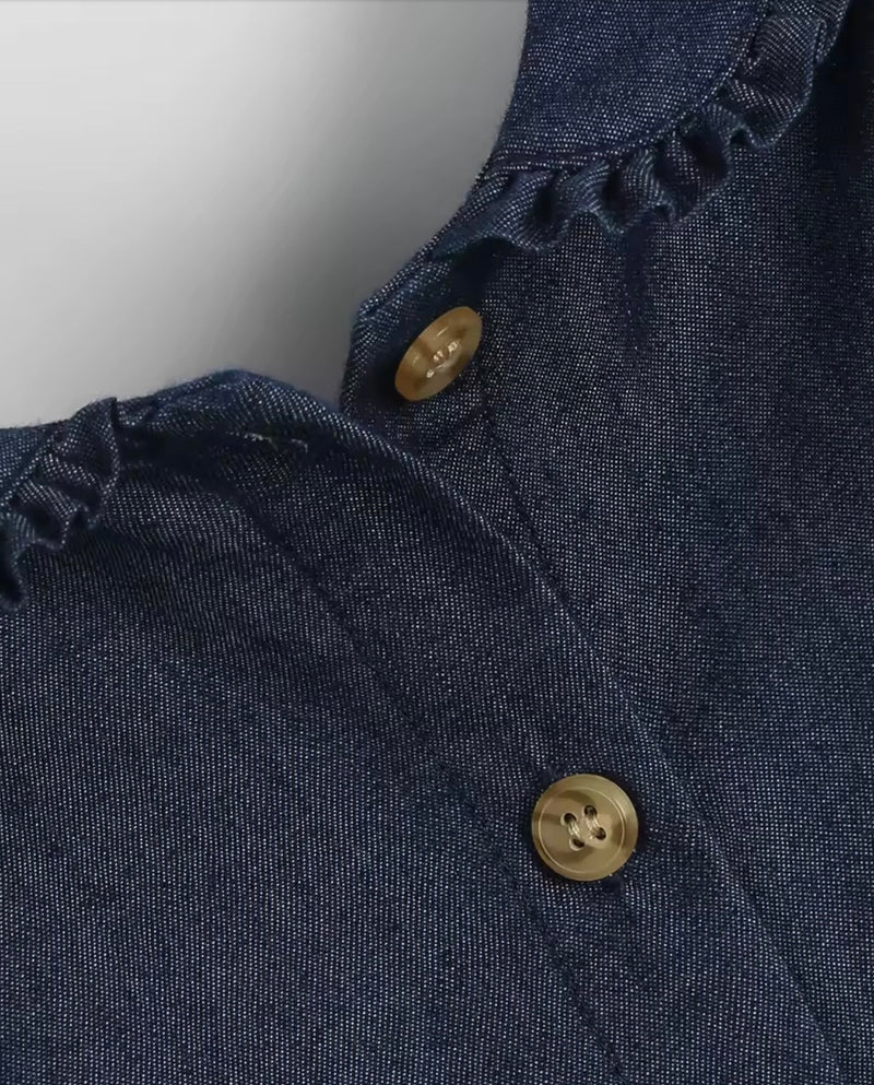 Load image into Gallery viewer, Robe fille en denim à col Claudine – Kali - Pré-commande
