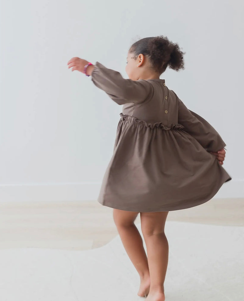 Load image into Gallery viewer, Robe en jersey à manches longues Walnut coton bio - Boutique Kaki Lilas
