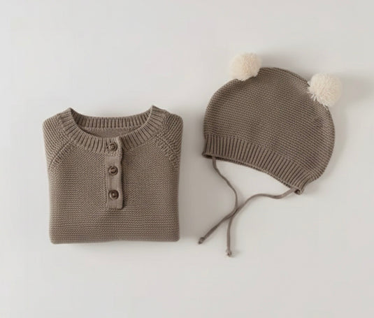 Combinaison bébé garçon tricot coton doux + bonnet – Kali