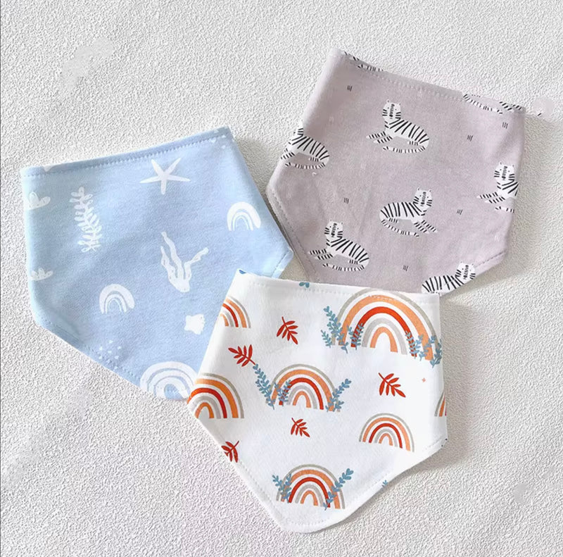 Chargez l'image dans la visionneuse de la galerie, Ensemble de 3 bavoirs bandana bébé en coton – Kali - Boutique Kaki Lilas
