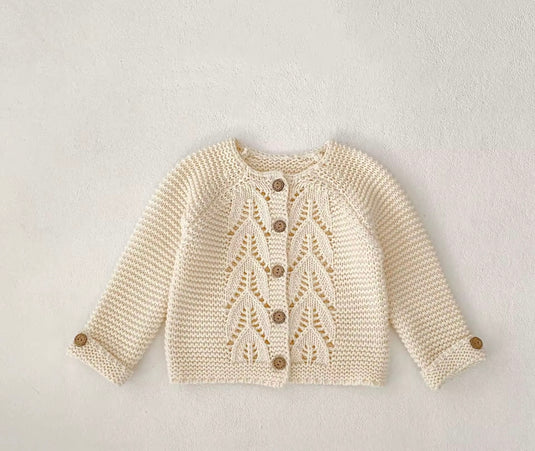 Cardigan bébé fille doux 100% coton – Ivoire Blush - Dernière pièce disponible