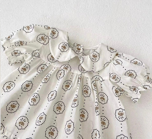 Baby girls' summer floral dot romper