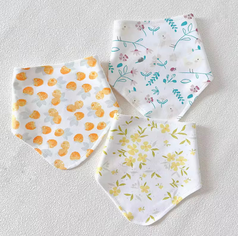 Chargez l'image dans la visionneuse de la galerie, Ensemble de 3 bavoirs bandana bébé en coton – Kali - Boutique Kaki Lilas
